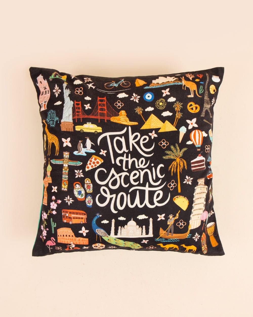 Chumbak Scenic Route 16” Cushion Cover - Black