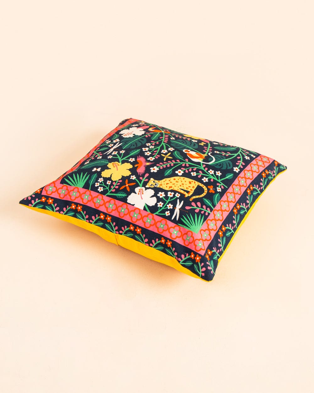 Chumbak Forest Animals 16” Cushion Cover - Dark Blue