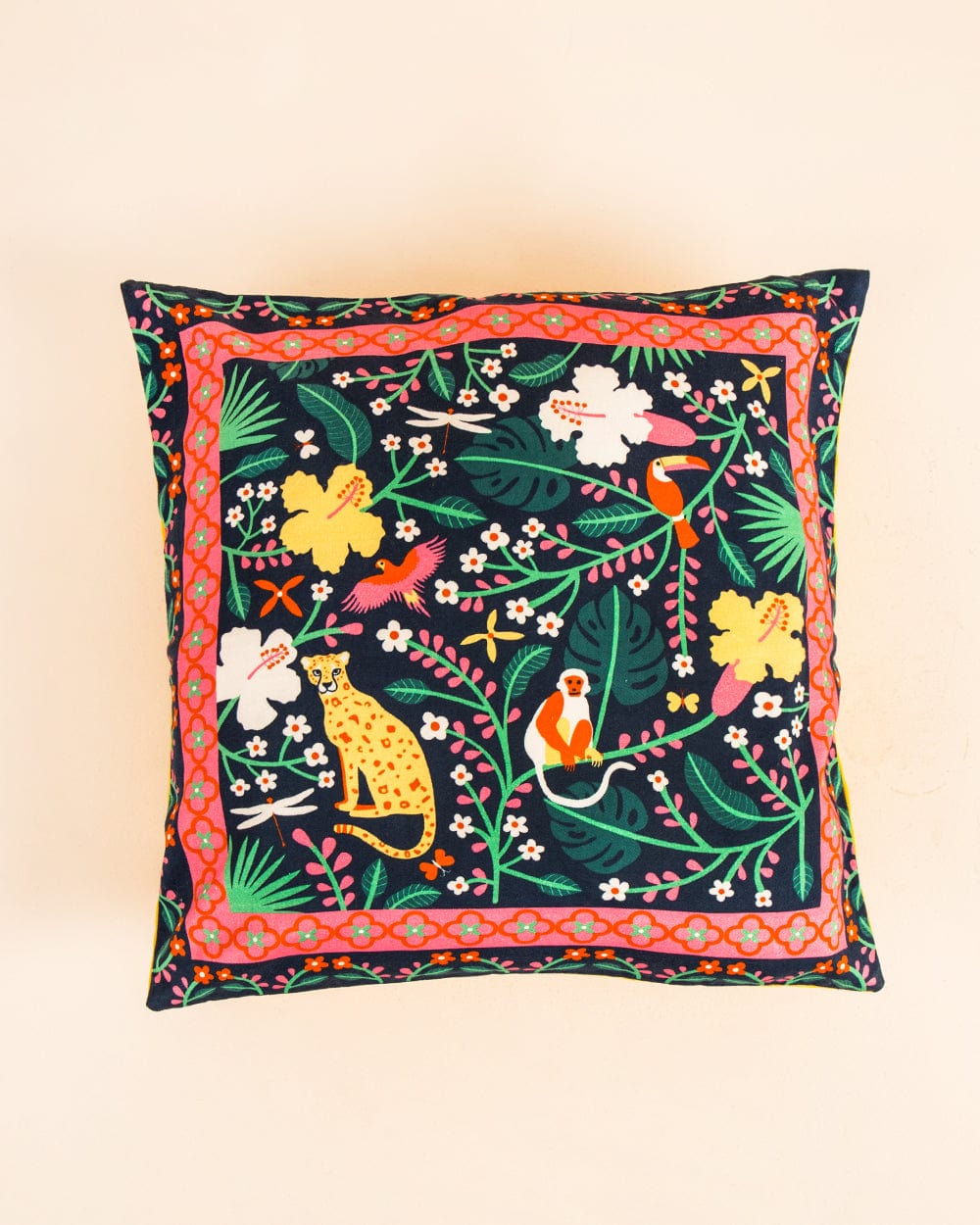 Chumbak Forest Animals 16” Cushion Cover - Dark Blue