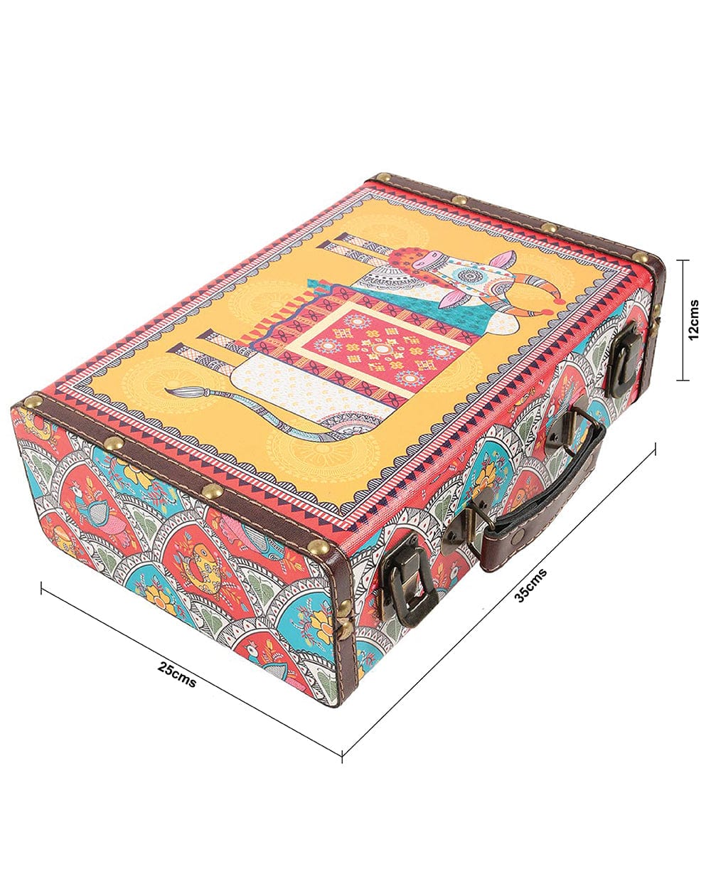 Chumbak Ornate Cows Suitcase - Yellow