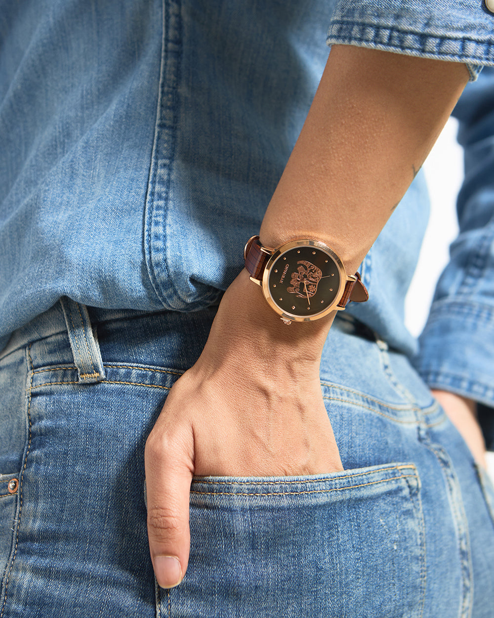 Fantastical Elephant Printed Wrist Watch With Bracelet Set