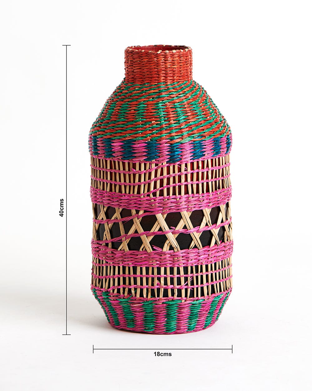 Chumbak Taffy Rattan Pink Vase