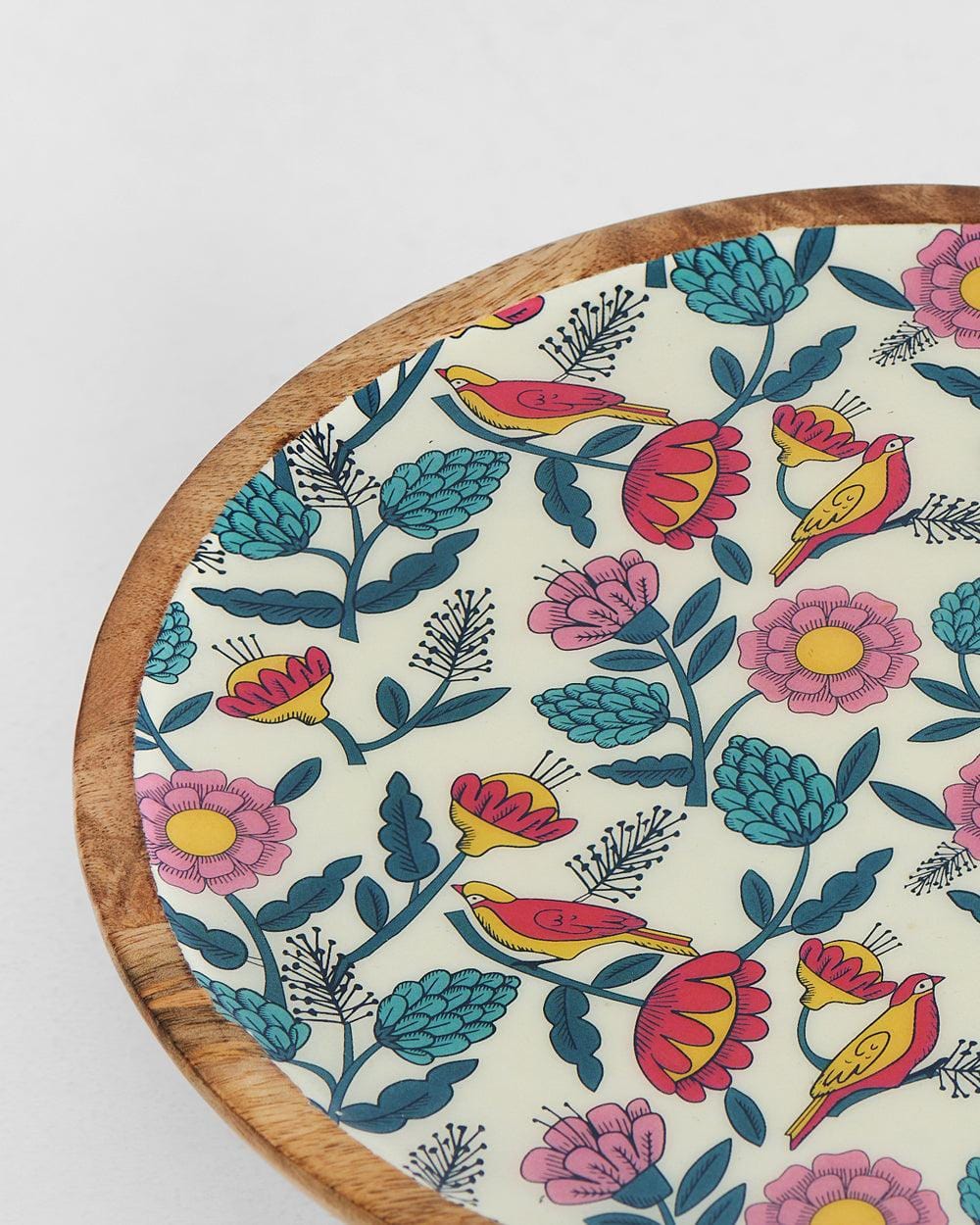 Chumbak Country Wooden Cake stand -  Floral,  9.74” x 9.74” x 5”