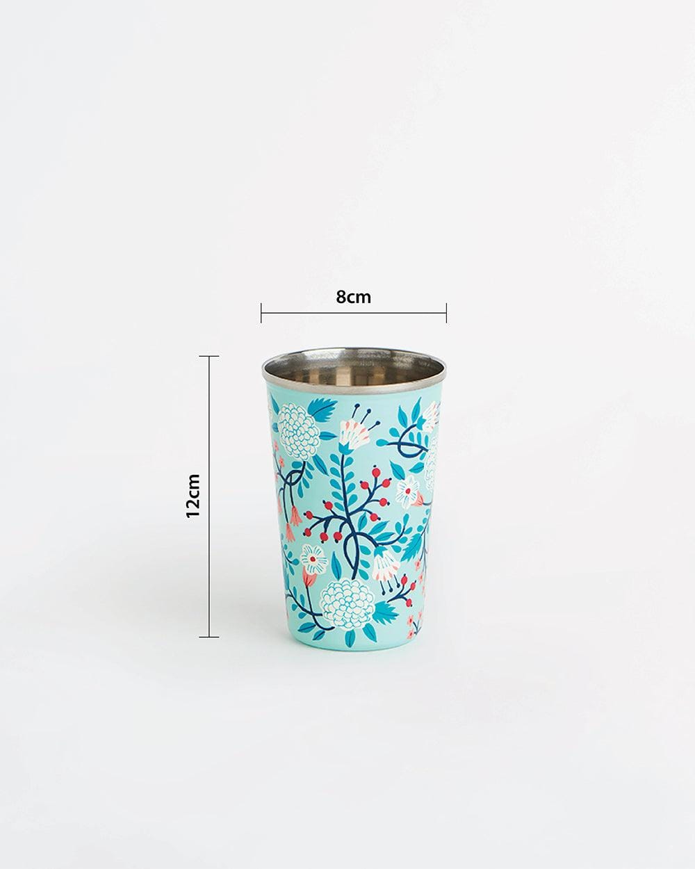 Chumbak Blue Floral Steel Tumbler Large