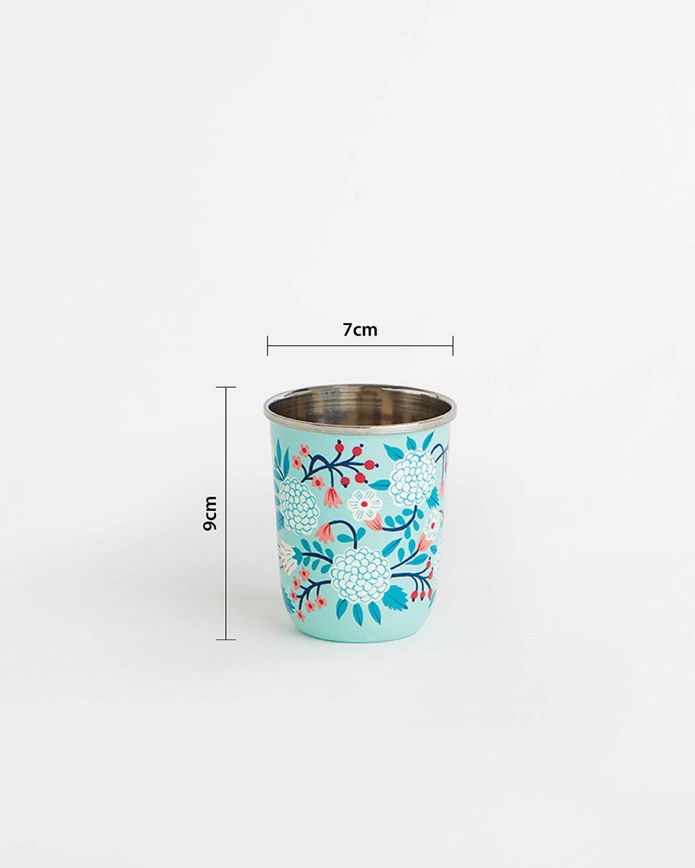 Chumbak Blue Floral Steel Tumbler Small