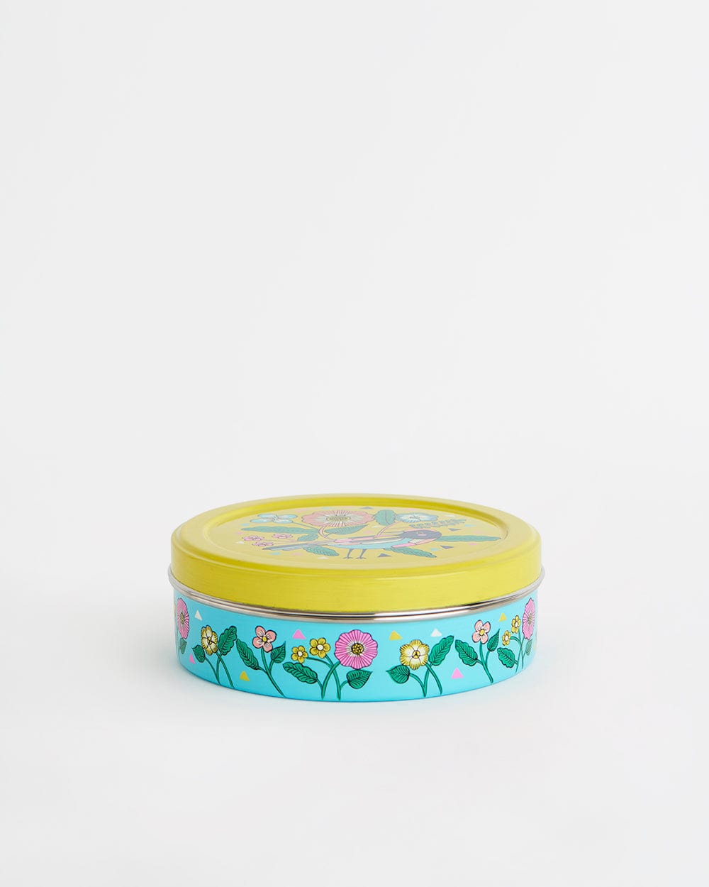 Chumbak Yellow Floral Steel Spice Box