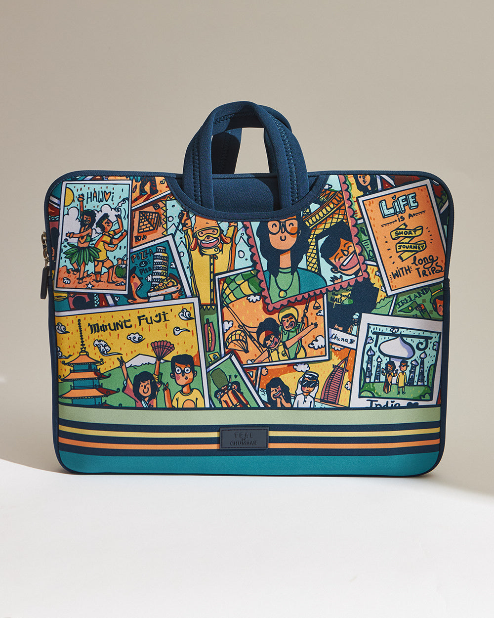 TEAL By Chumbak Around the world Laptop Sleeve - 15inch