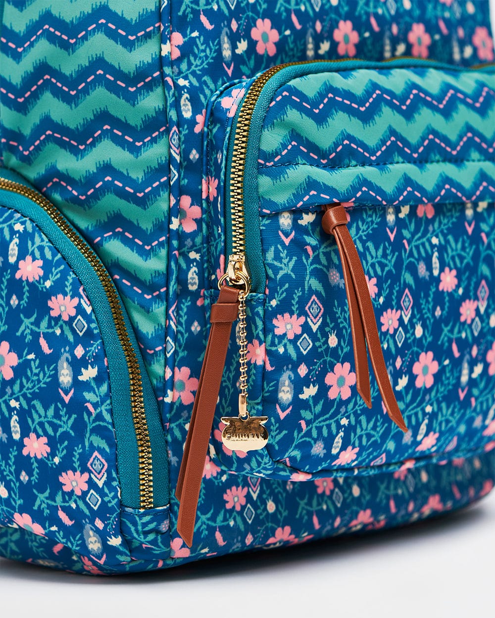 Chumbak Vacay Floral Backpack-Teal