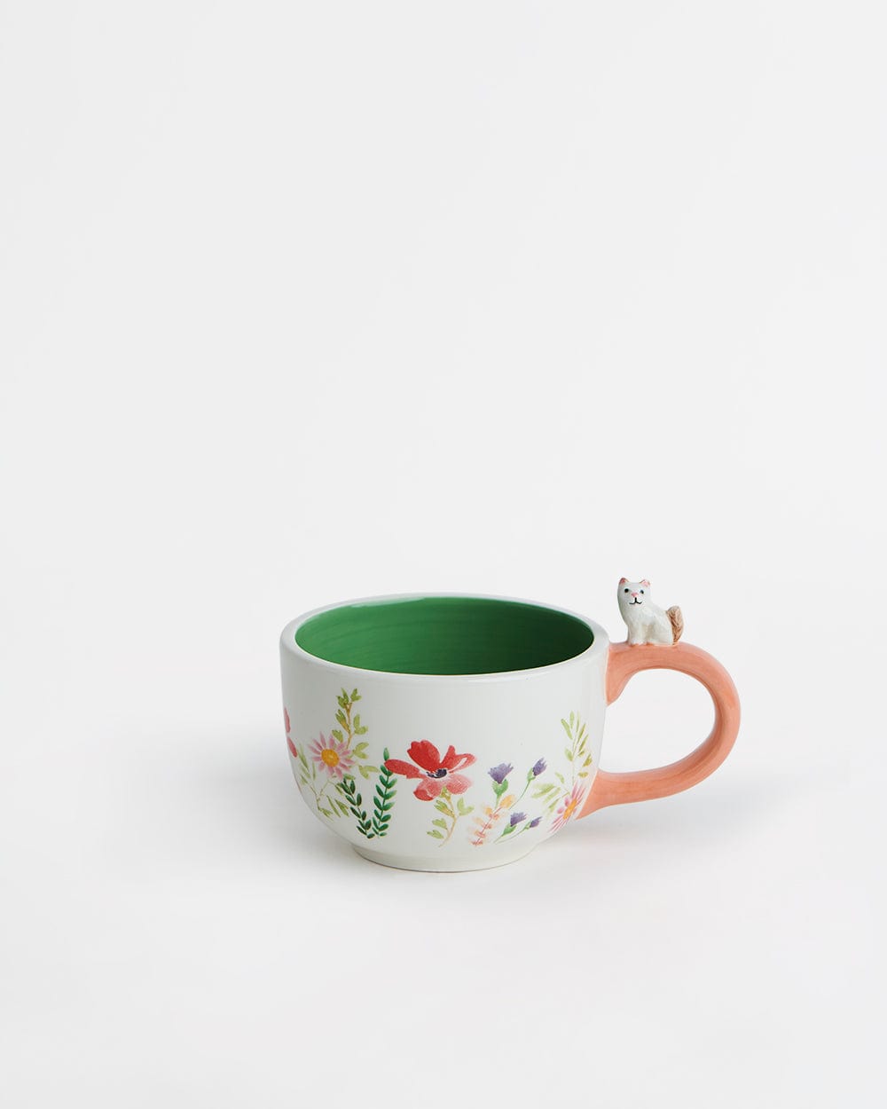 Chumbak Peeping Whiskers floral Mug, Peach