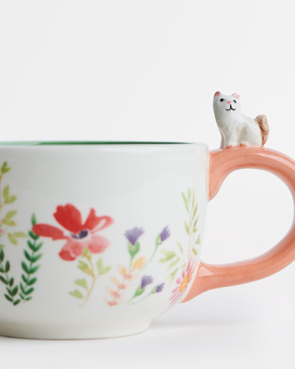 Chumbak Peeping Whiskers floral Mug, Peach