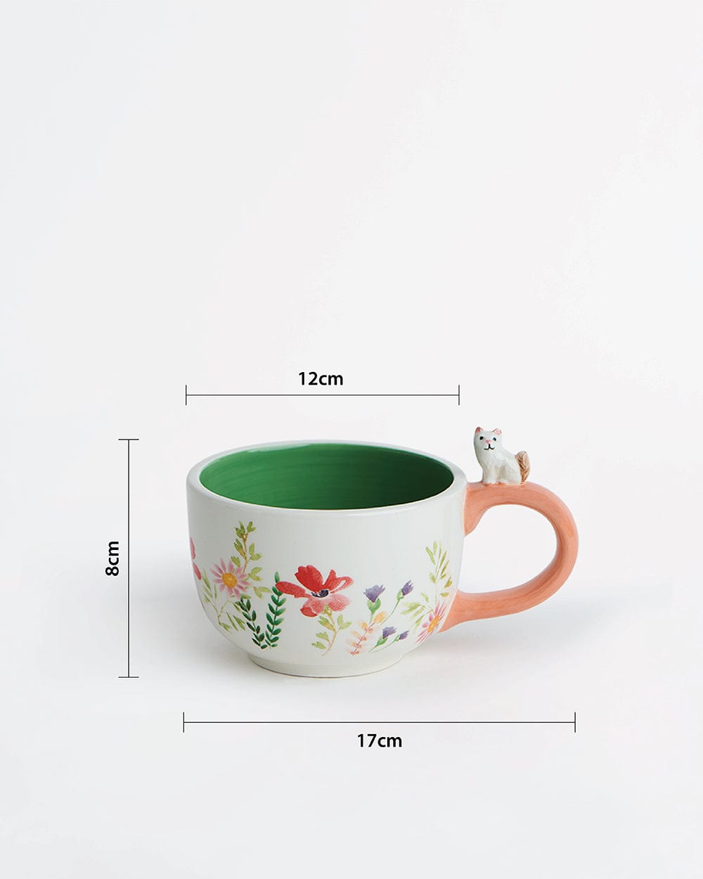 Chumbak Peeping Whiskers floral Mug, Peach