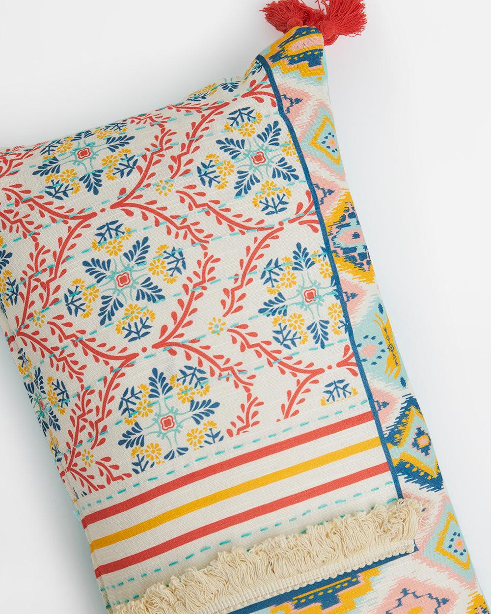 Chumbak Countryside Ikkat Long Pillow Cover- 30cms x 100cms