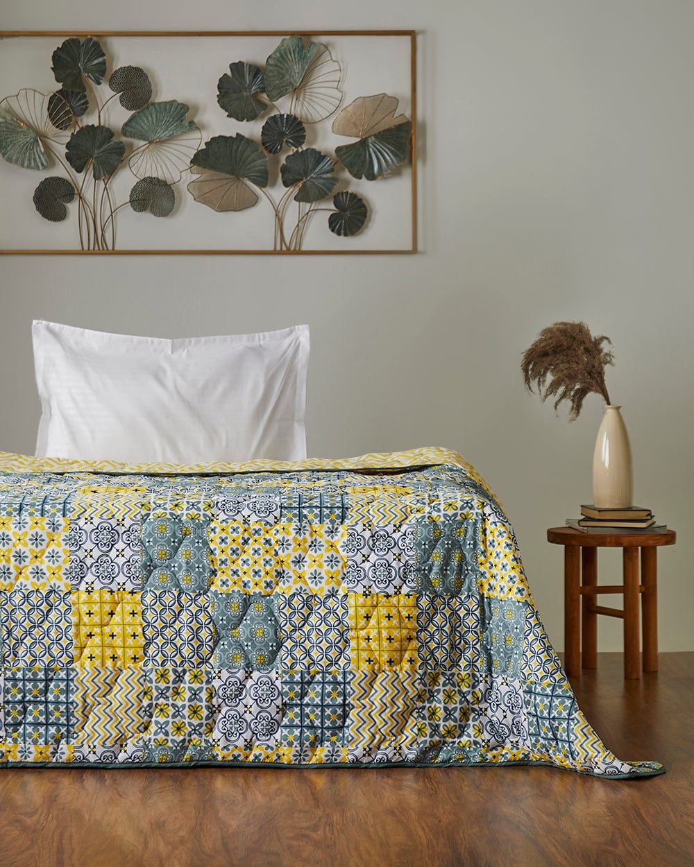 Chumbak Egypt Patchwork Yellow Comforter- Single Bed