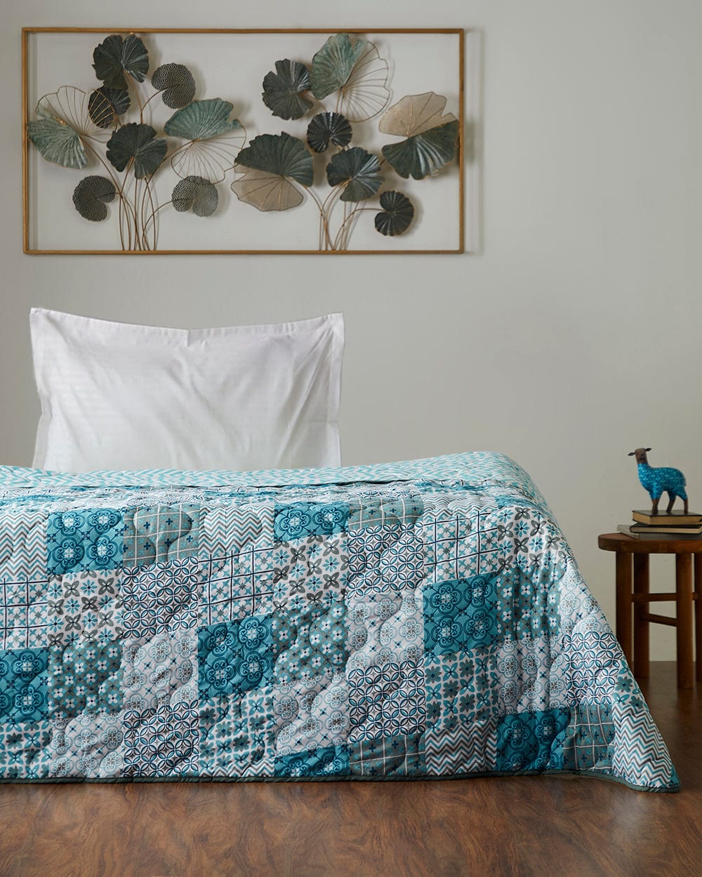 Chumbak Egypt Patchwork Blue Comforter- Single Bed