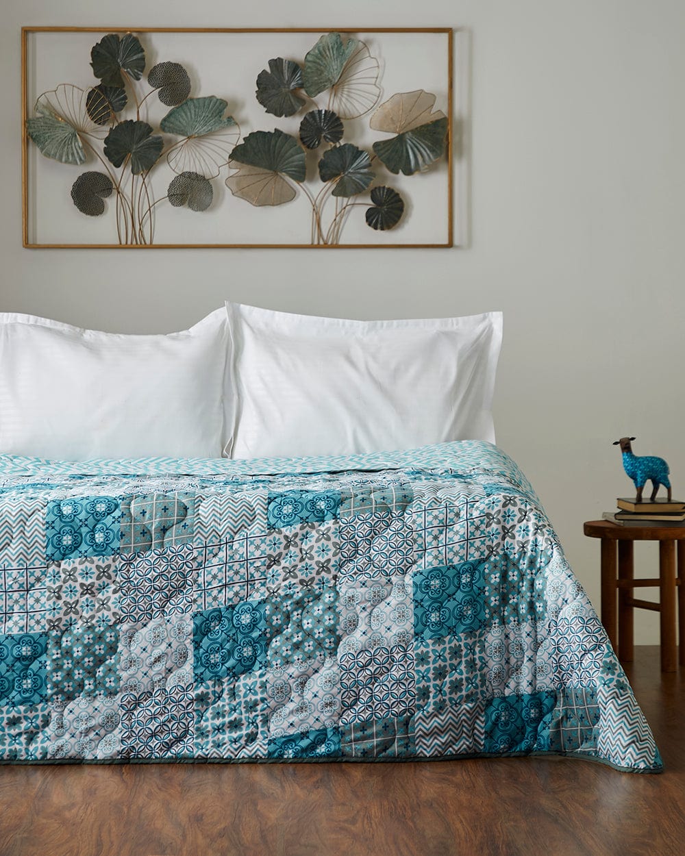 Chumbak Egypt Patchwork Blue Comforter- Double Bed