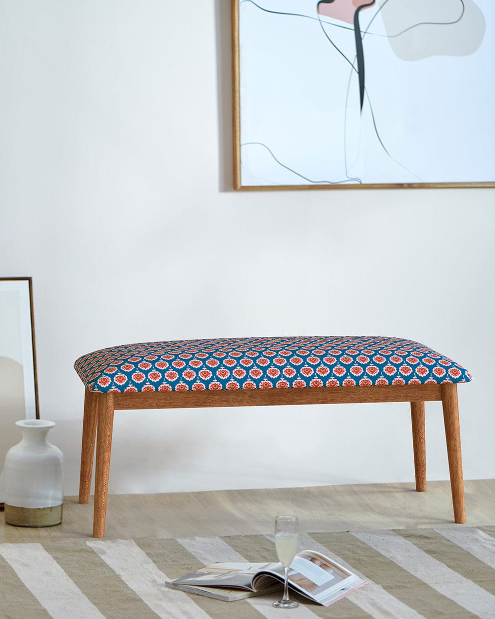 Chumbak Jodhpur Bench - Blue Ikkat