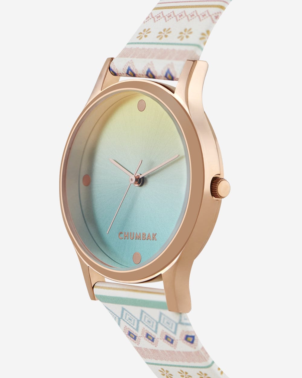 Chumbak TEAL by Chumbak Ombre Aztec Watch-White