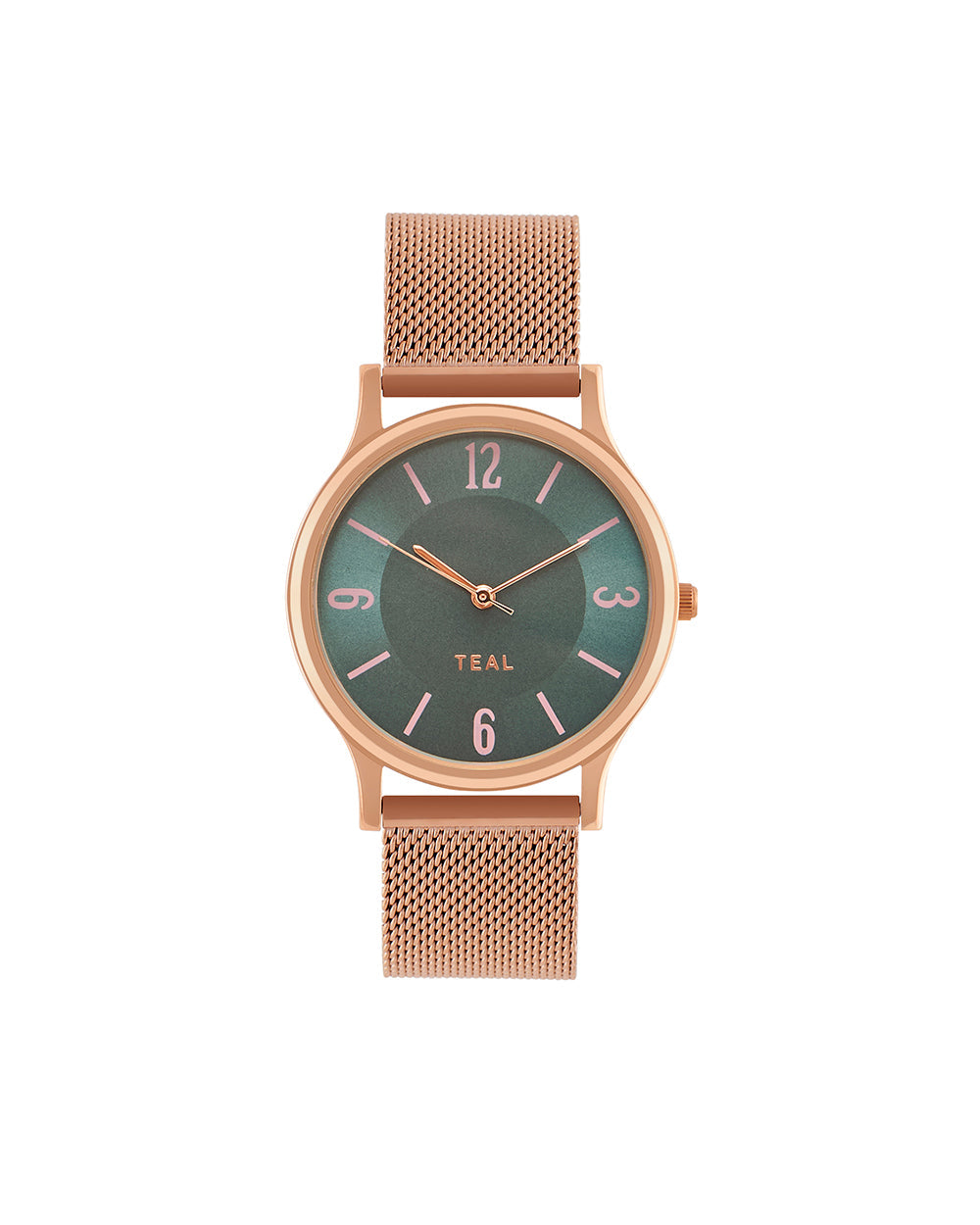 TEAL by Chumbak Forest Jade Watch, Metal Mesh Strap