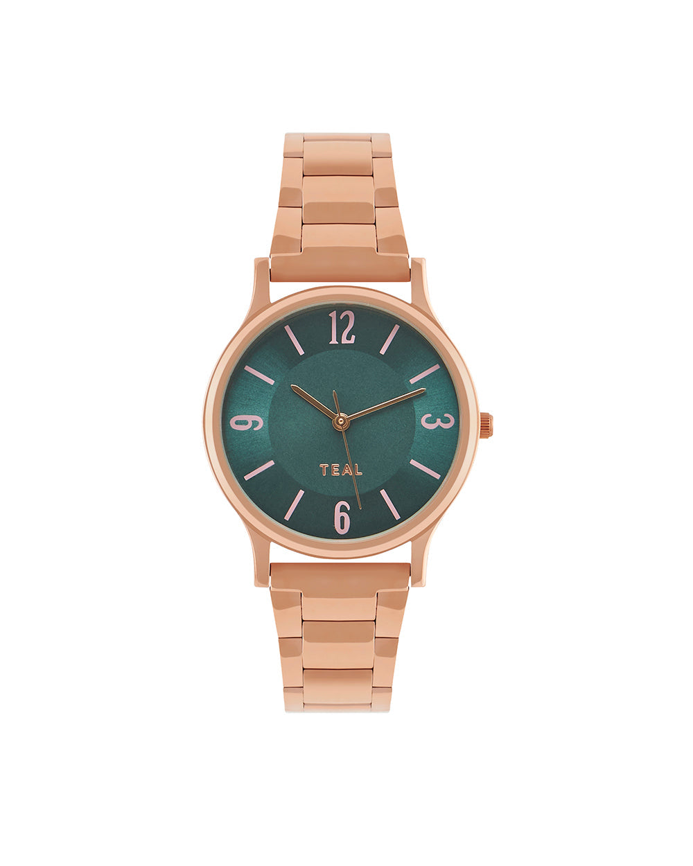 TEAL by Chumbak Forest Jade Watch, Metal link Strap