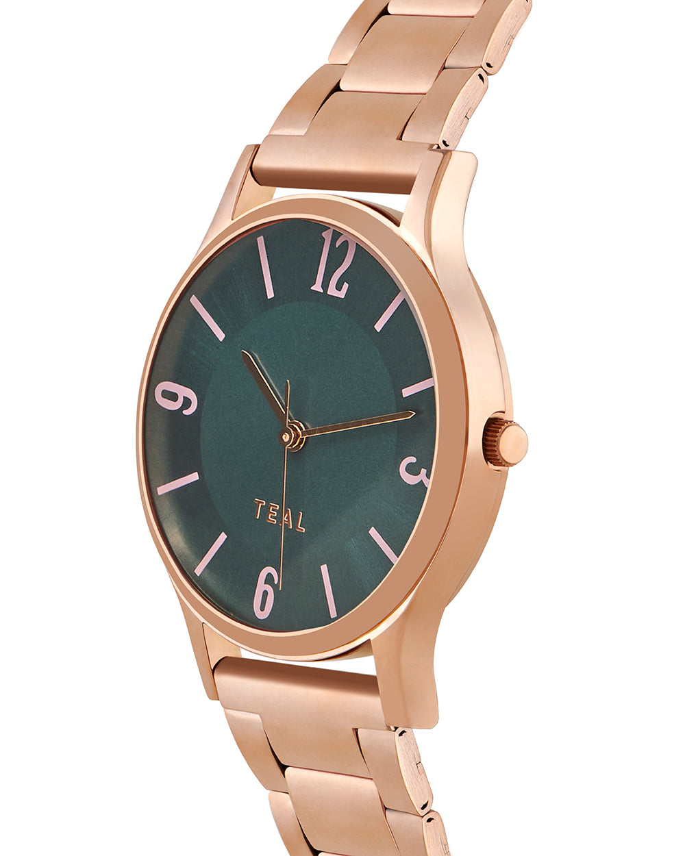 TEAL by Chumbak Forest Jade Watch, Metal link Strap