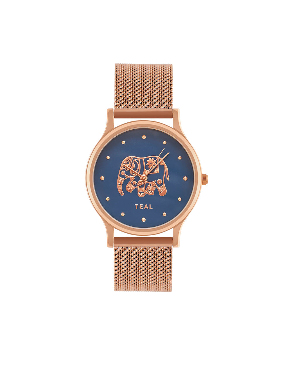 TEAL by Chumbak Carnival Elephant Watch,Metal Mesh Strap