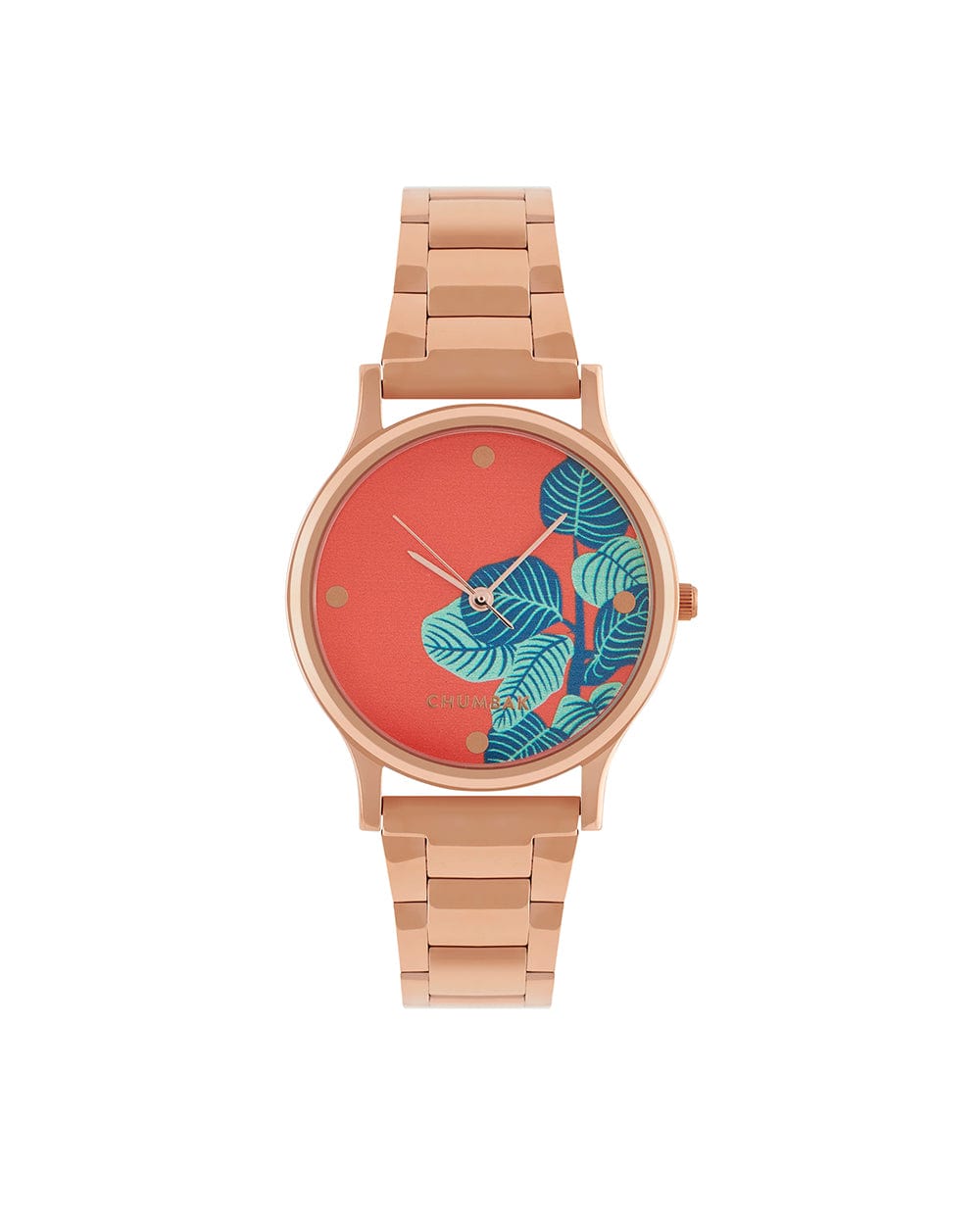 Chumbak TEAL by Chumbak Bohemian Leaves  Watch,Metal link Strap