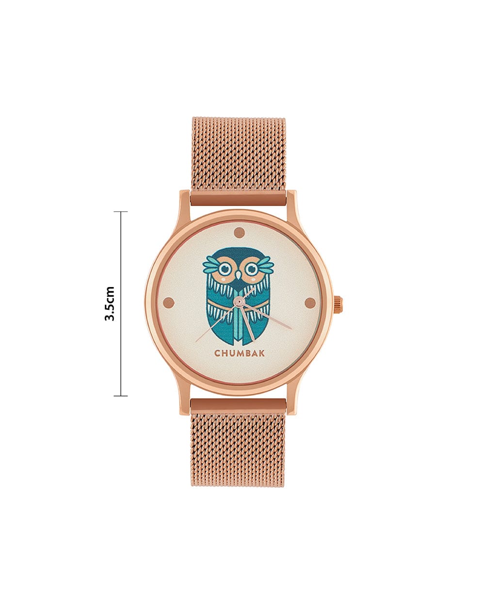 Chumbak TEAL by Chumbak Vintage Owl Watch, Metal Mesh Strap