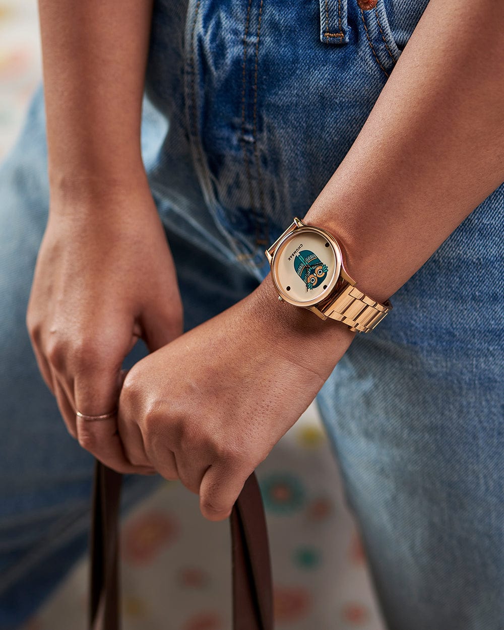 Chumbak TEAL by Chumbak Vintage Owl Watch, Metal link Strap