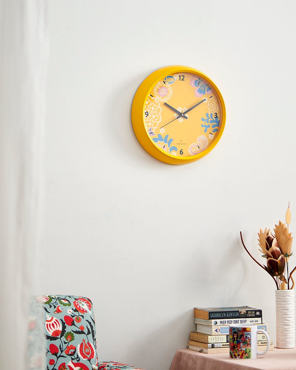 Chumbak Chumbak Sunny Days Wall Clock - Yellow rim