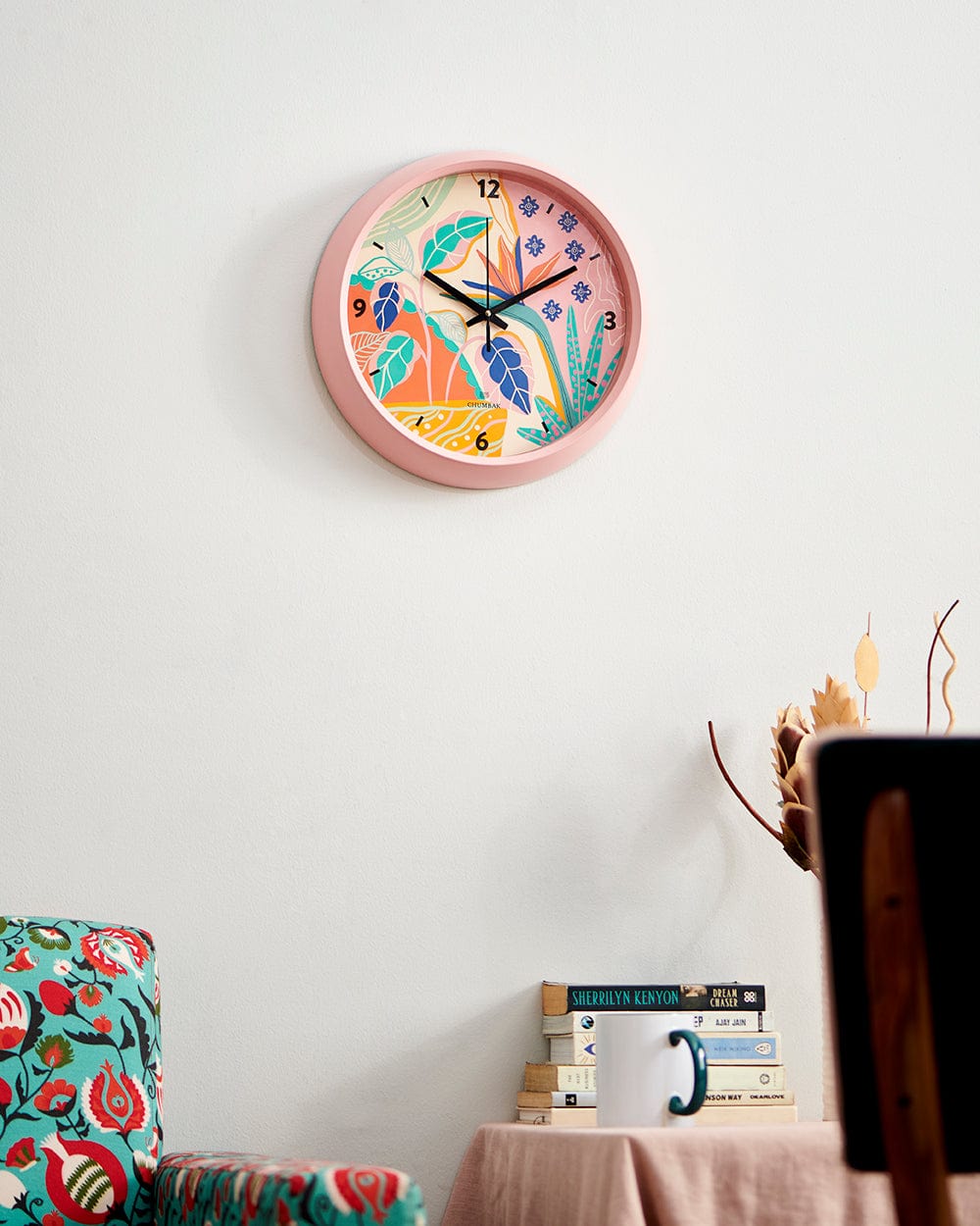 Chumbak Chumbak Botanicals Wall Clock - Peach rim