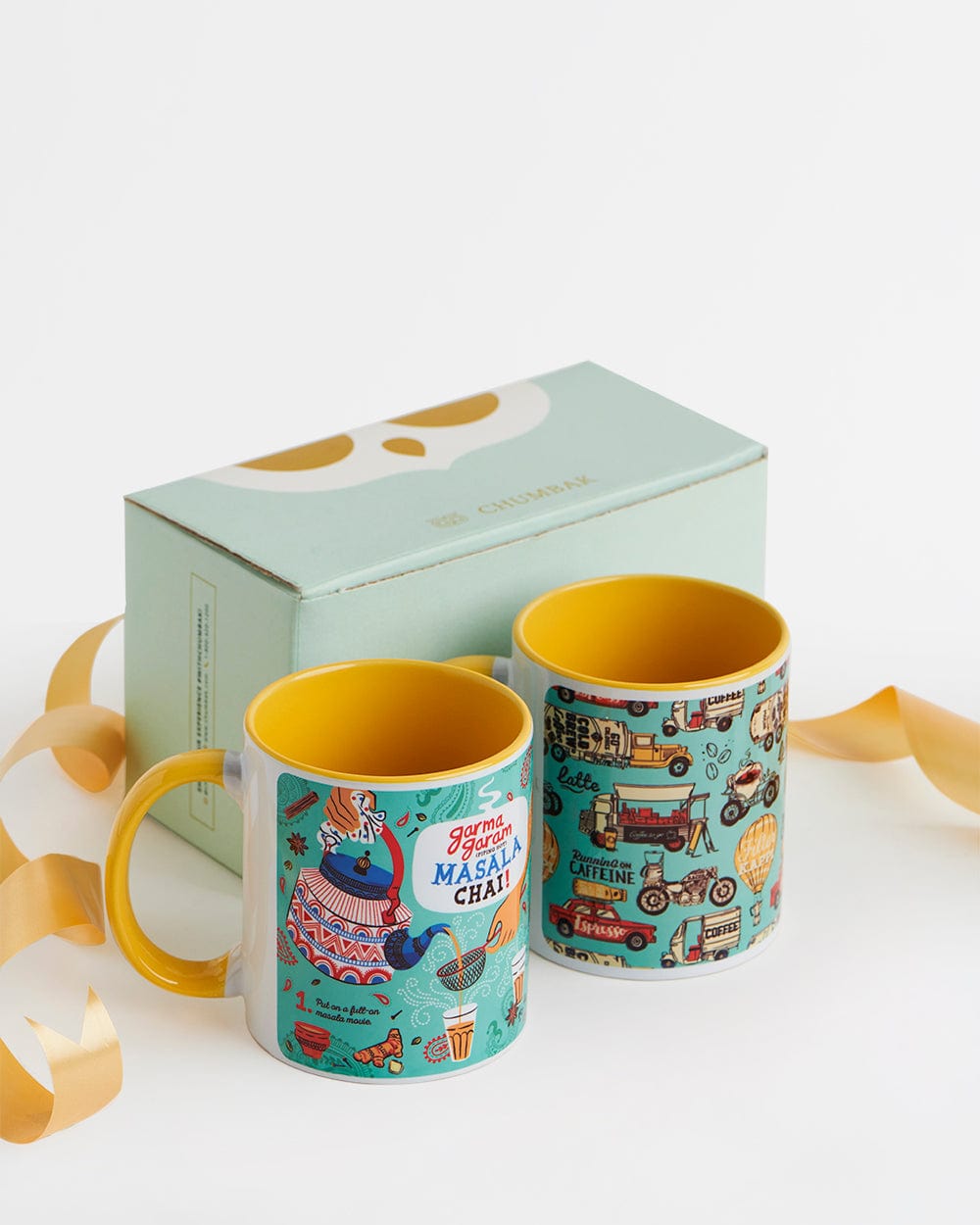 Chumbak Morning Cuppa Mugs Gift Set-Yellow