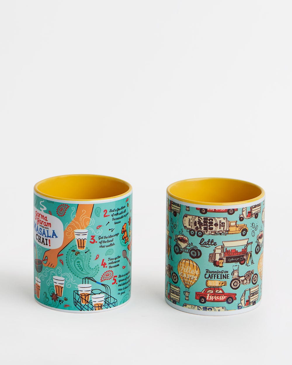 Chumbak Morning Cuppa Mugs Gift Set-Yellow