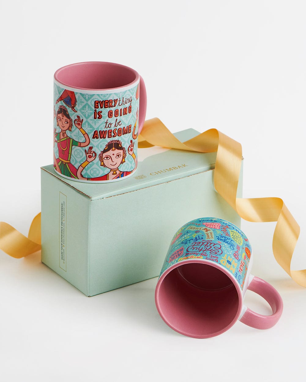 Chumbak Just Being Indian Mugs Gift Set- Pink