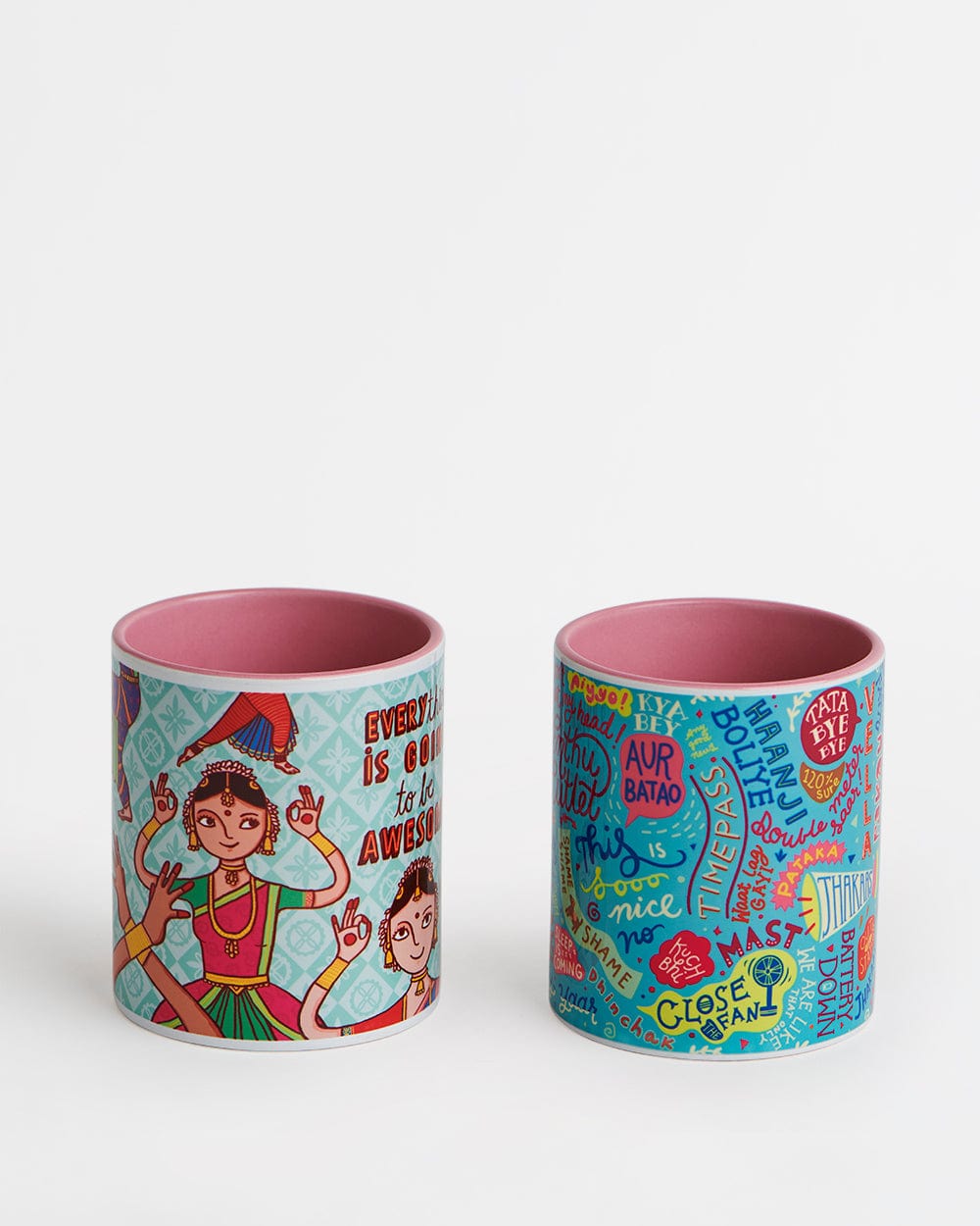 Chumbak Just Being Indian Mugs Gift Set- Pink