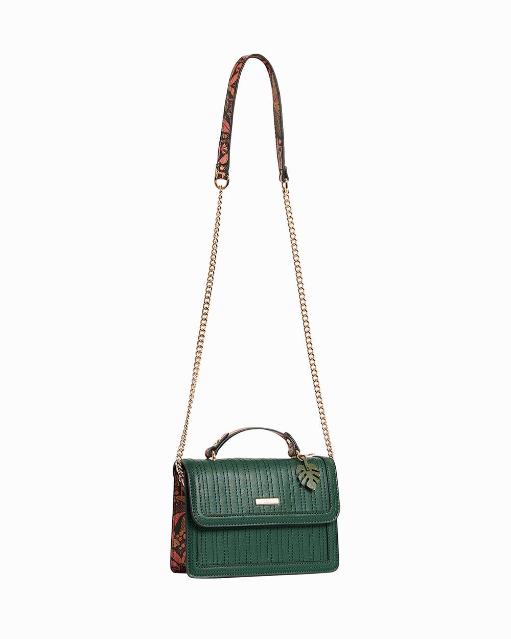 Chumbak Olive Palm Quilted Crossbody Bag