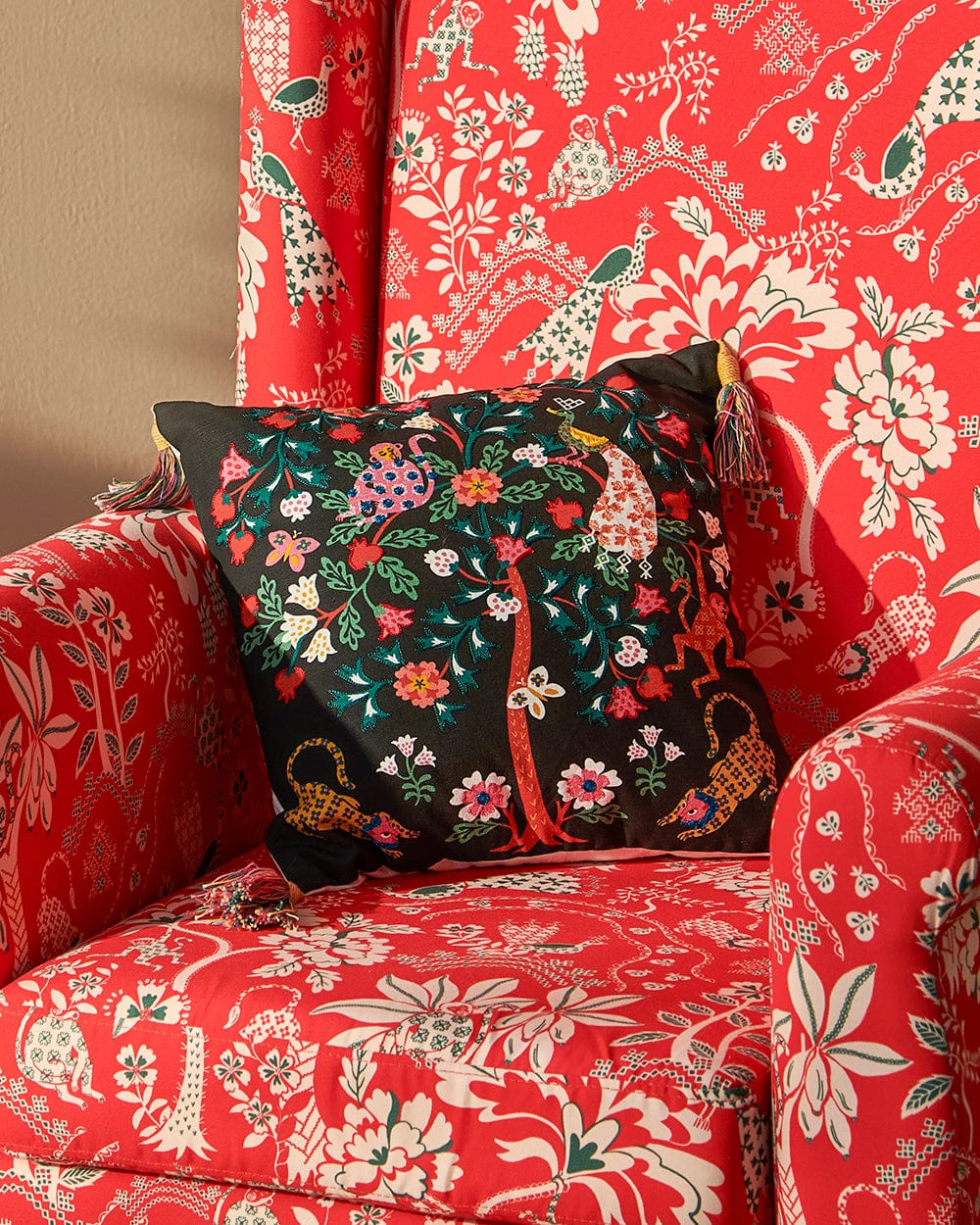 Chumbak Jungle 16" Kasuti Cushion Cover