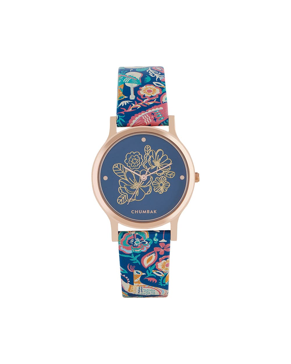 Chumbak TEAL by Chumbak Lush Blooms Watch- Dark Blue