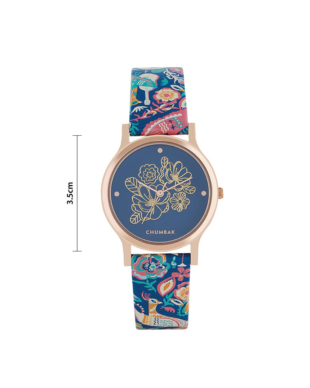 Chumbak TEAL by Chumbak Lush Blooms Watch- Dark Blue