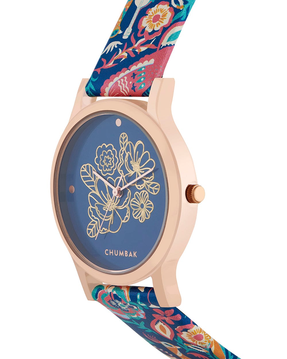 Chumbak TEAL by Chumbak Lush Blooms Watch- Dark Blue