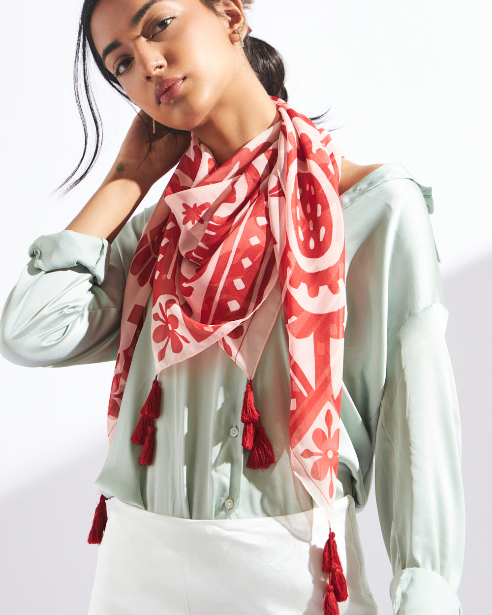 Be Kind Birdie Tassel Scarf - Square