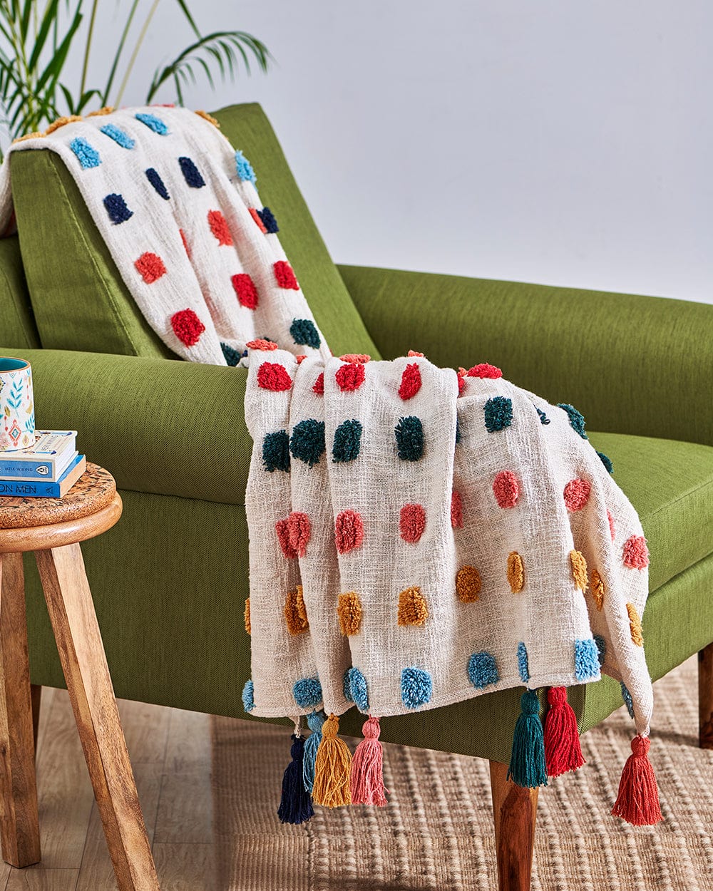 Chumbak Rainbow Tassel  Throw