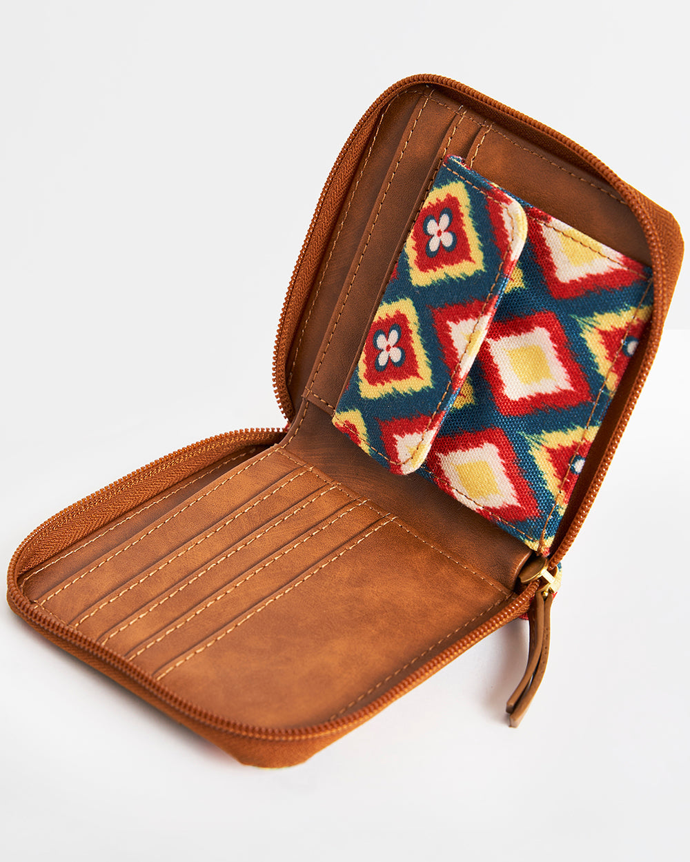 TealByChumbak Ikkat Glow Mini Wallet