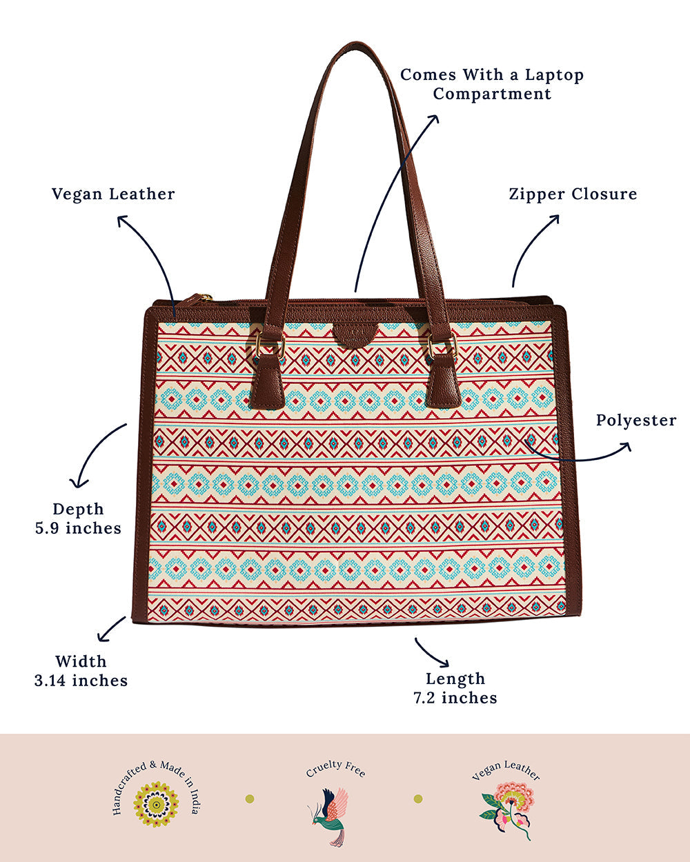 Teal by Chumbak Mercado Aztec Office Tote