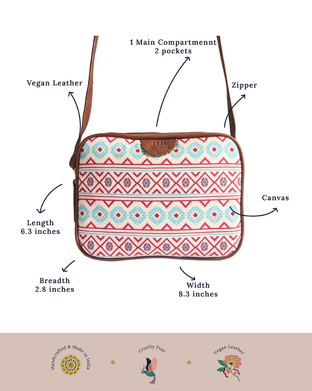 TealByChumbak Mercado Aztec Rectangular Sling Bag