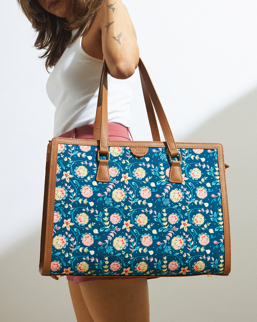 Teal by Chumbak Blue Bloom Office Tote