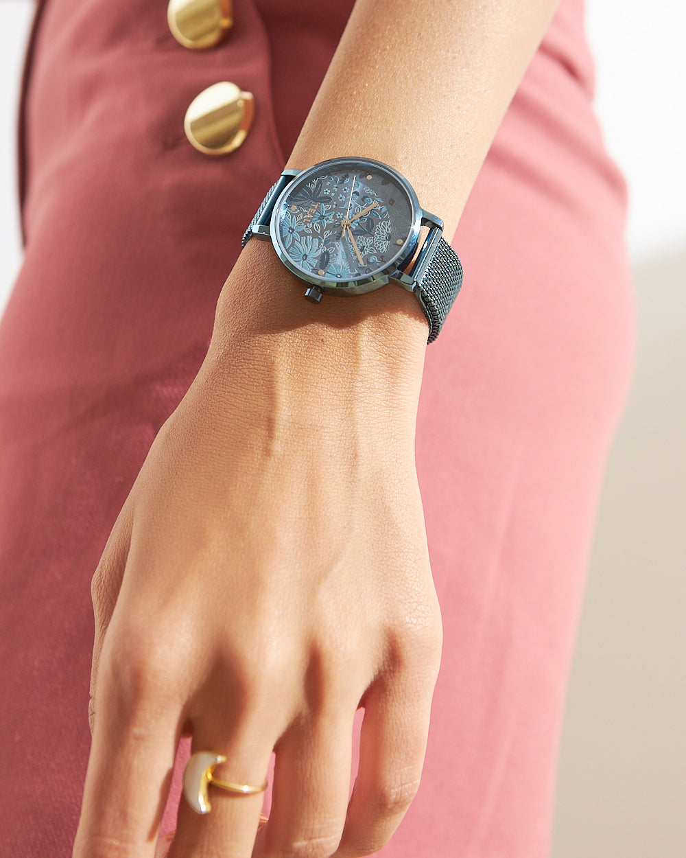 Teal by Chumbak Moonshine Watch | Metal Mesh Strap - Blue