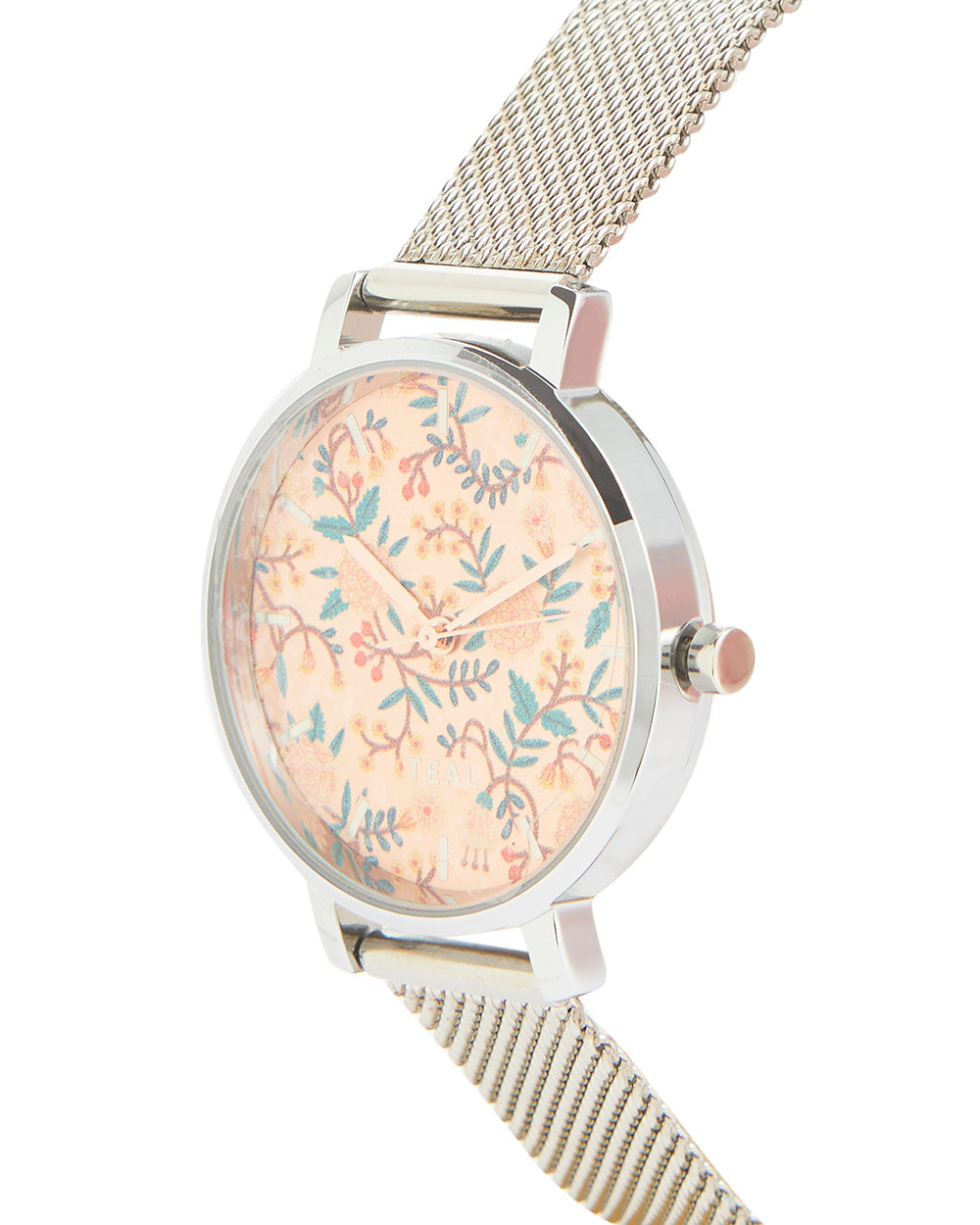 Teal by Chumbak Marigold Watch | Metal Mesh Strap - Silver