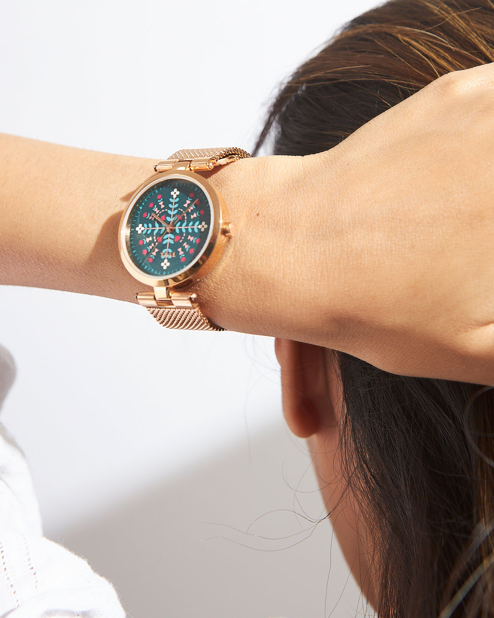 Teal by Chumbak Mandala Watch | Metal Mesh Strap - Black