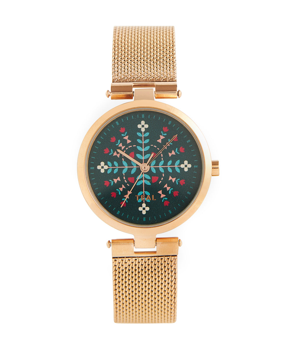 Teal by Chumbak Mandala Watch | Metal Mesh Strap - Black