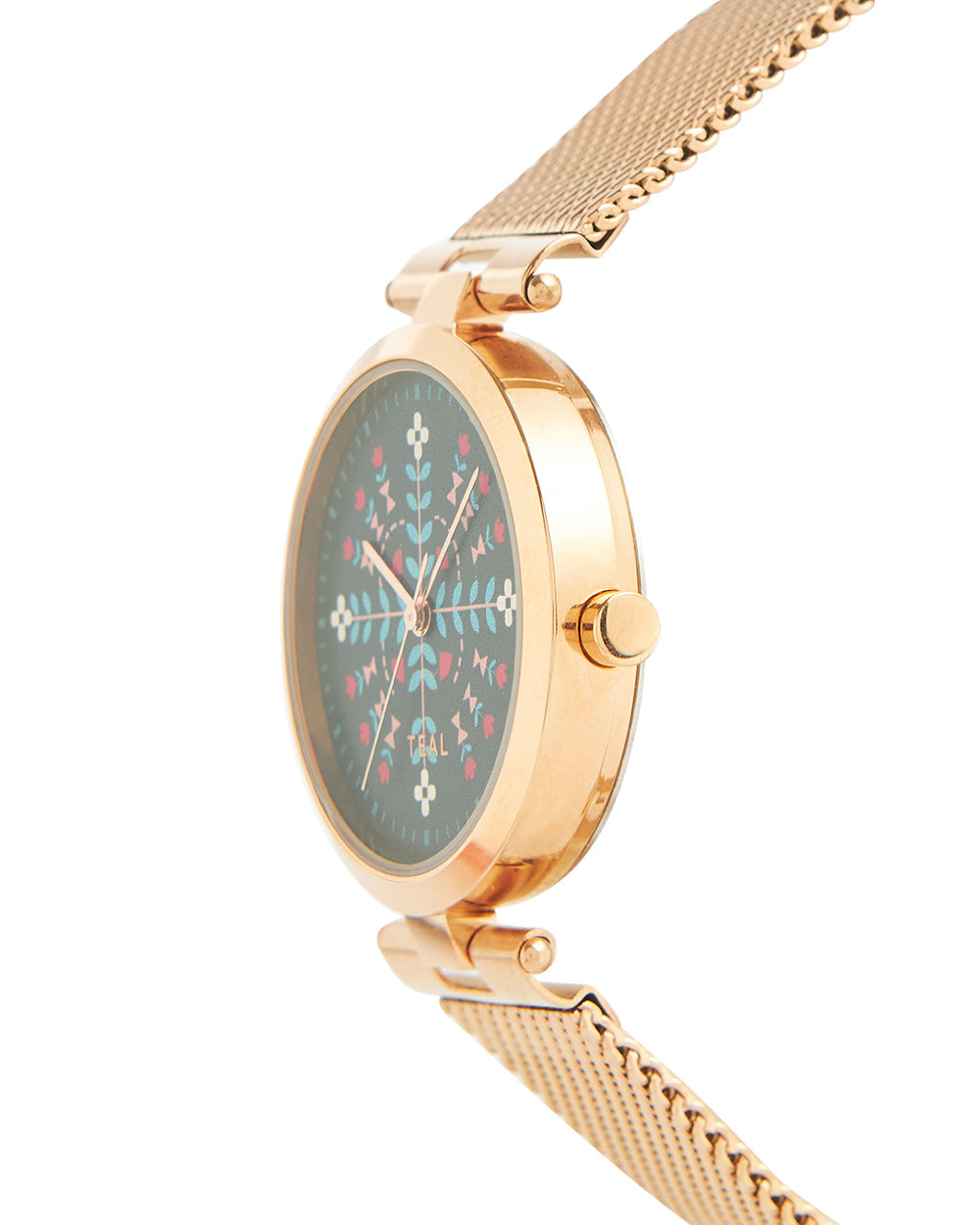 Teal by Chumbak Mandala Watch | Metal Mesh Strap - Black